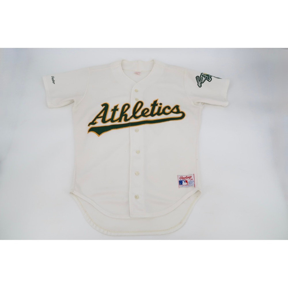 Vintage Rawlings Oakland Athletics Baseball Jersey Mens 44 White Made in USA MLB